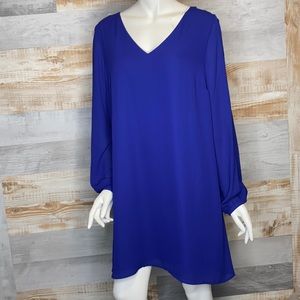 Worthington split sleeve violet shift dress size L